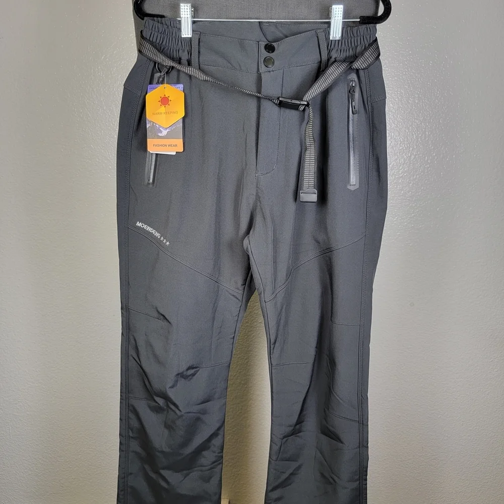 Moerdeng Men's‎ Soft Shell Water Proof Outdoor Wear Pants Dark Grey Size M